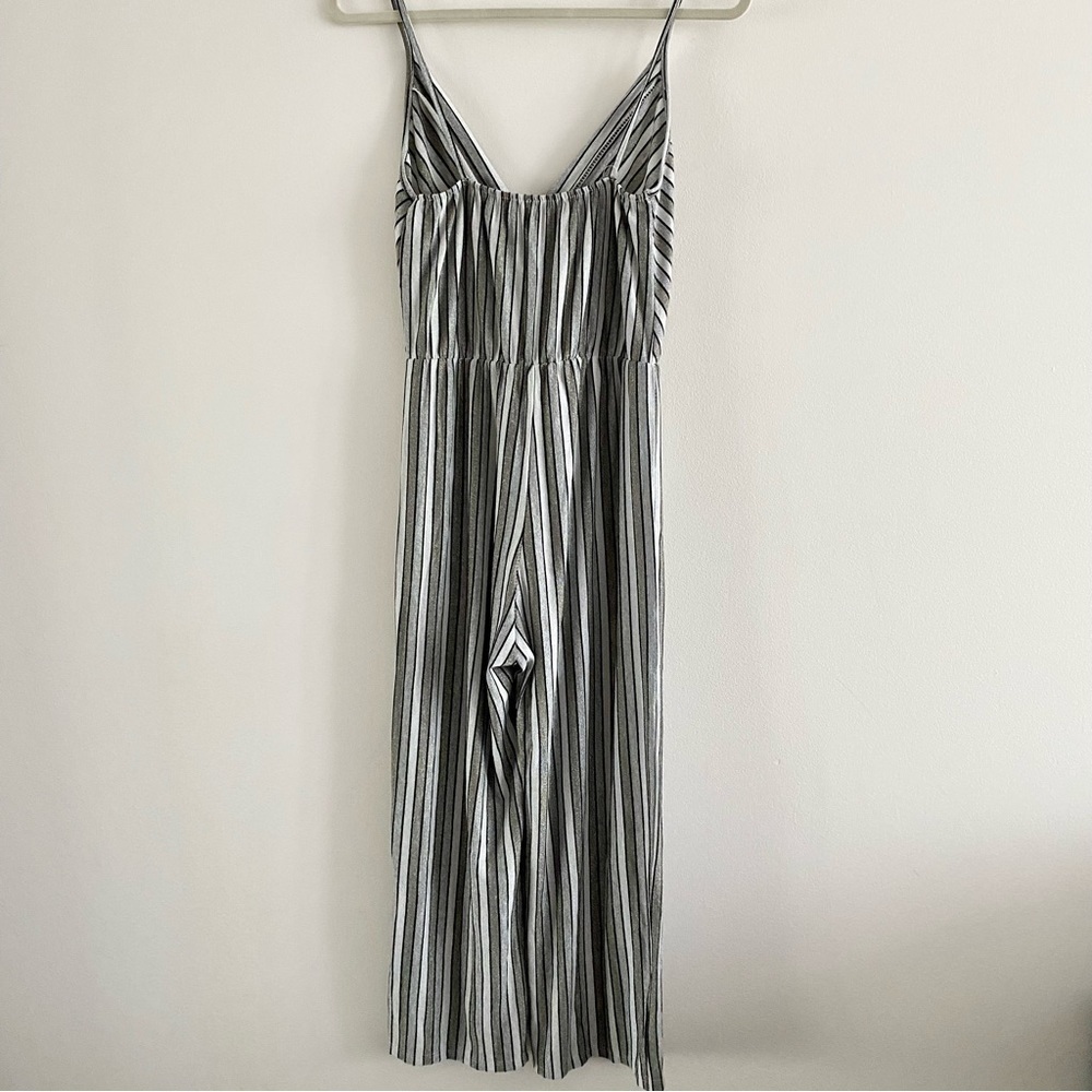 Striped Silver Glitter Casual Playsuit Jumpsuit Romper Stretch Wide Leg - Picture 13 of 16